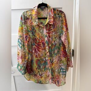 Roaman's Vibrant Button Down Shirt - Multicolor